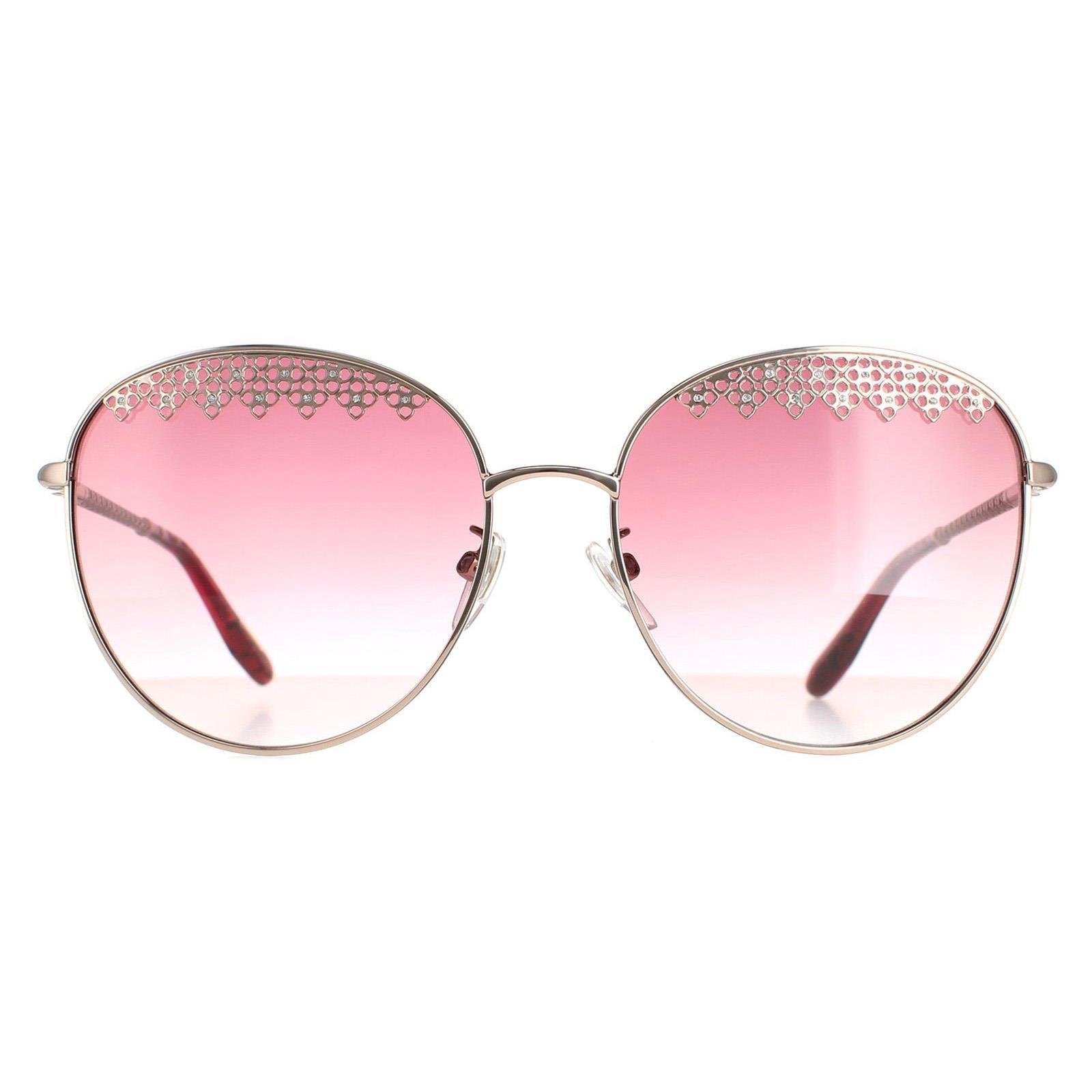 Sunglasses Round Shiny Red Gold Pink Gradient SCHF75S Chopard