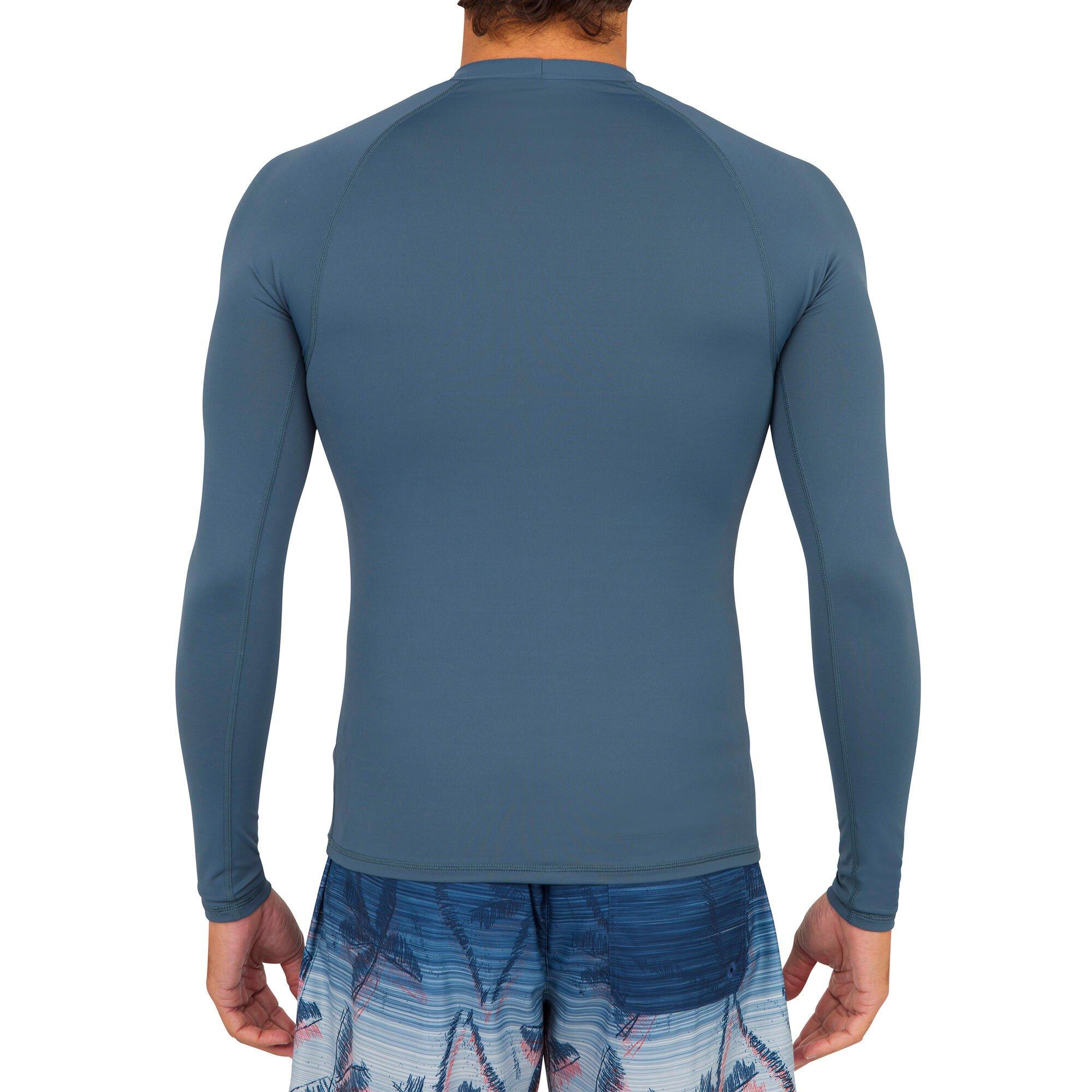 Olaian Men's Water T-Shirt Anti-uv Surf Top Long Sleeve Eco Blue