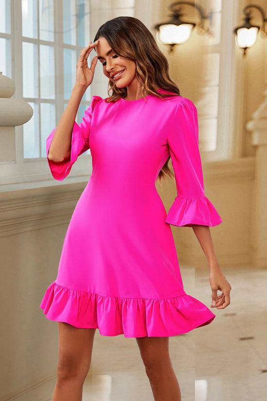 Dresses | Frill Mini Dress In Fuchsia Pink | FS Collection