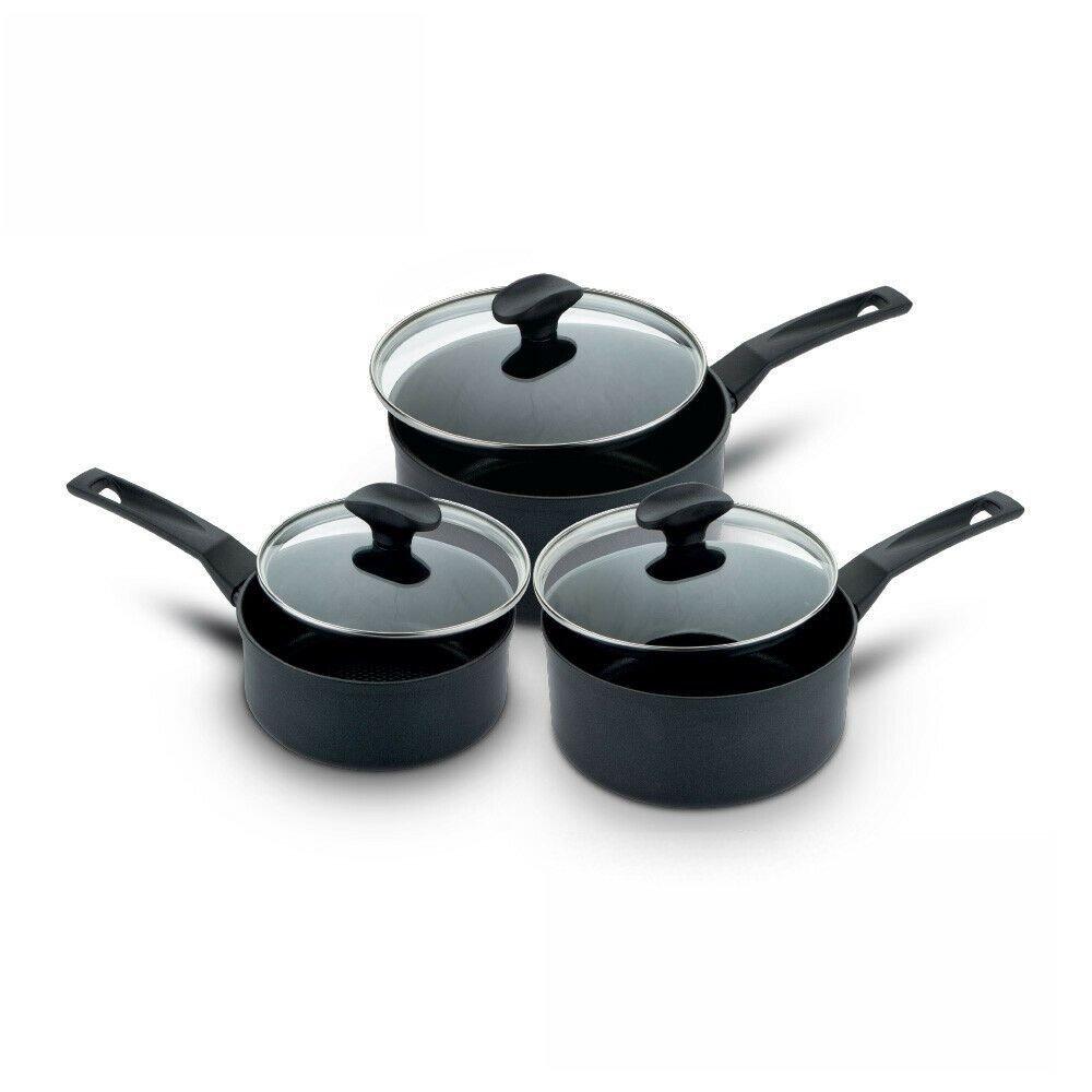 9 X Tougher Universal Saucepan Set - Small, Medium & Large