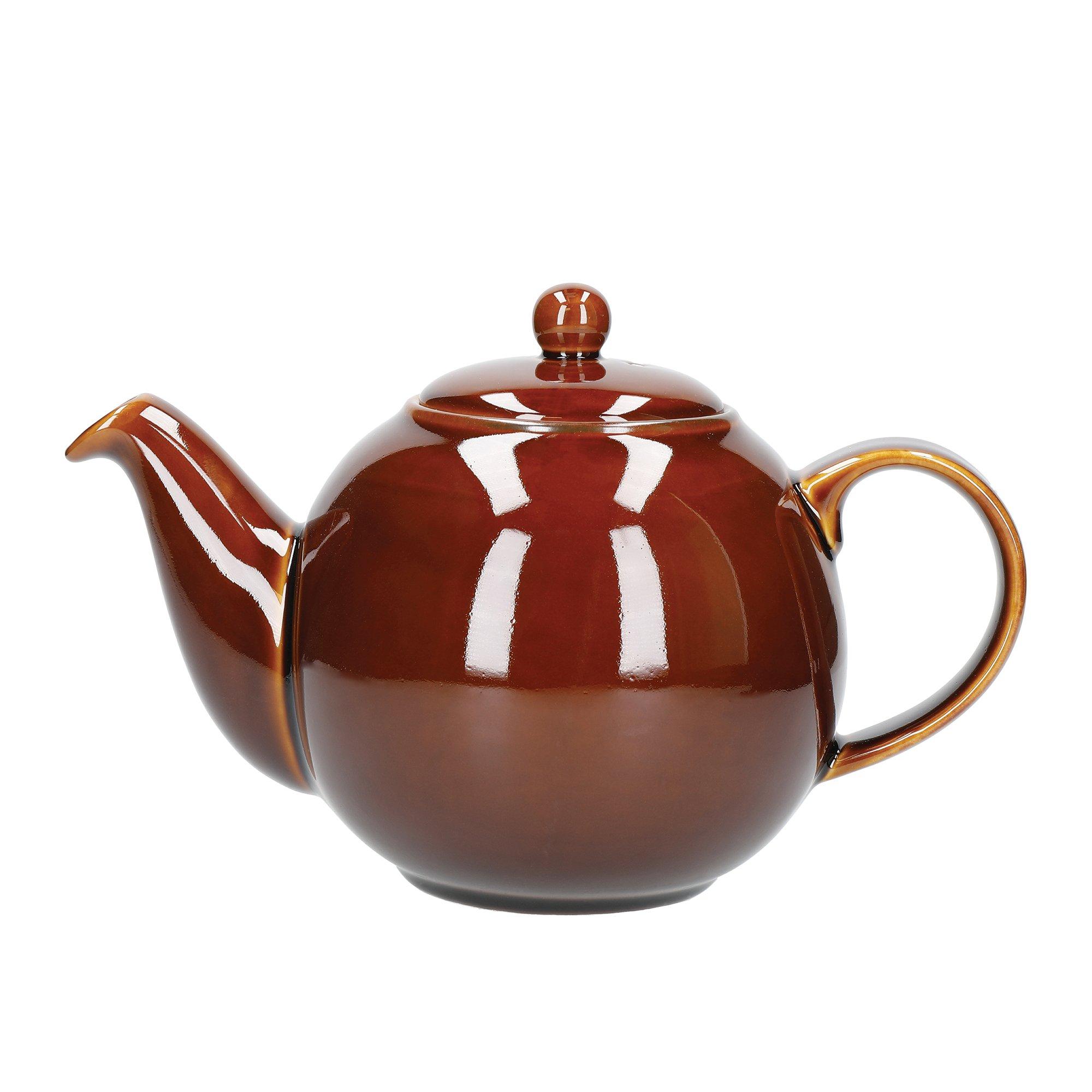 London Pottery Globe Teapot David Birch Rockingham Brown 56 Ounce Tea Pot