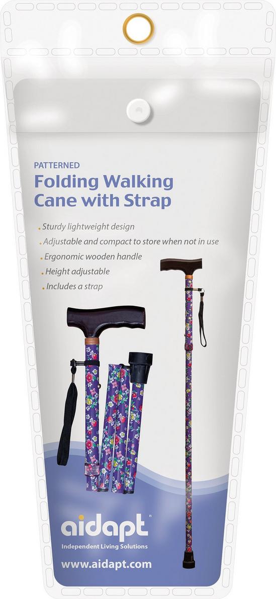 Folding Walking Stick With Strap