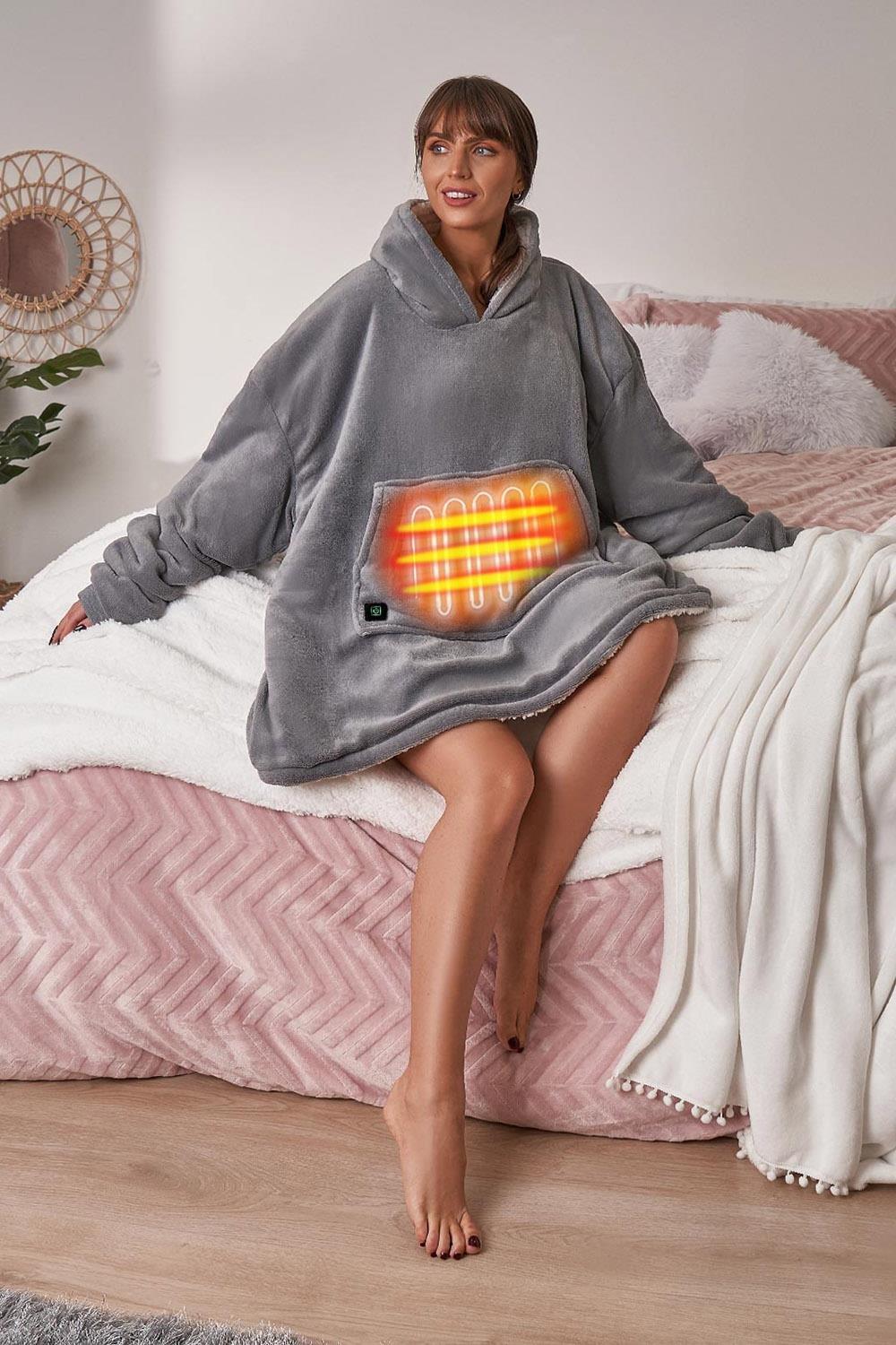 OHS Electric Heated Oversized Hoodie Blanket, Adults - Blush