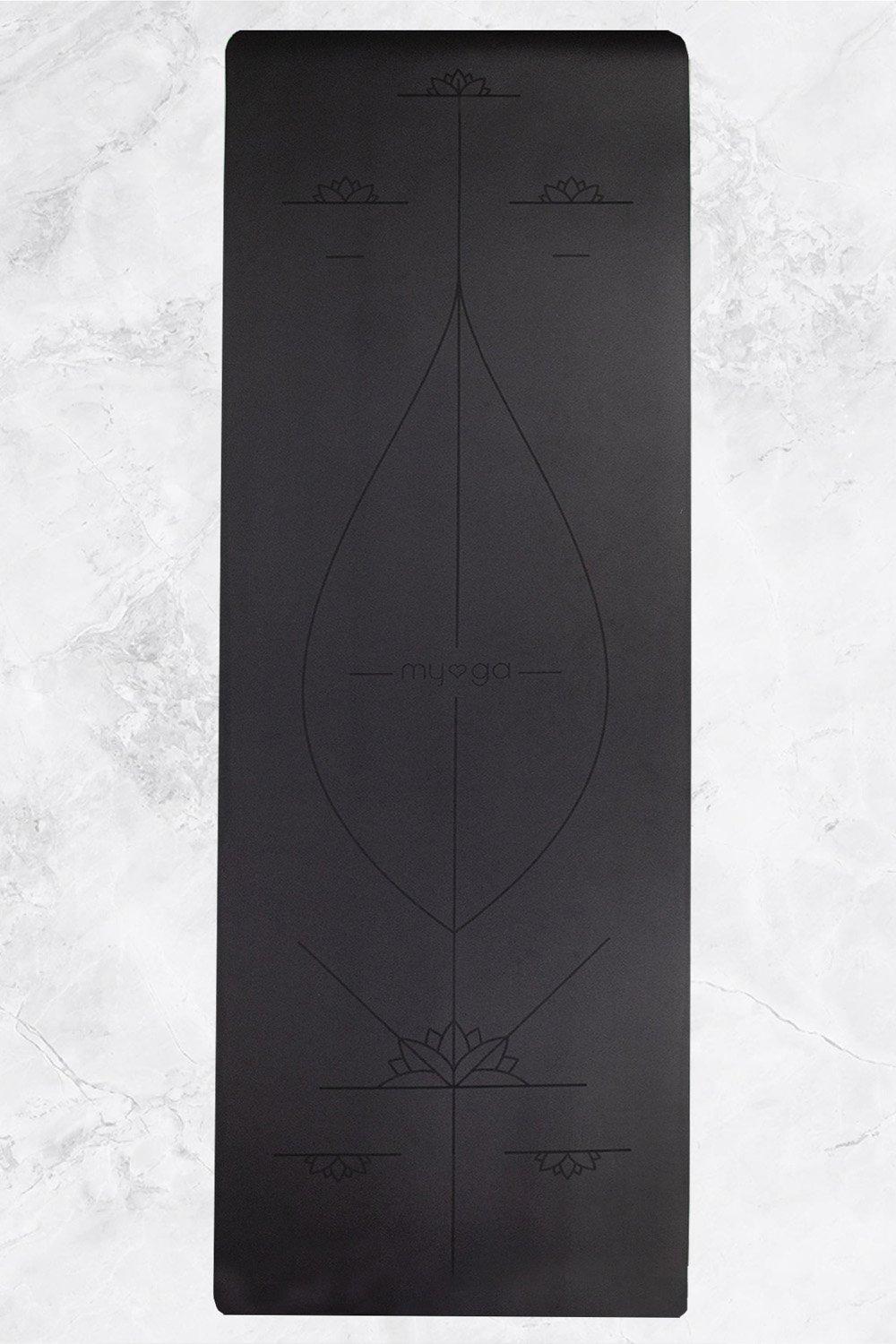 Extra Large Black Lotus Alignment Yoga Mat –