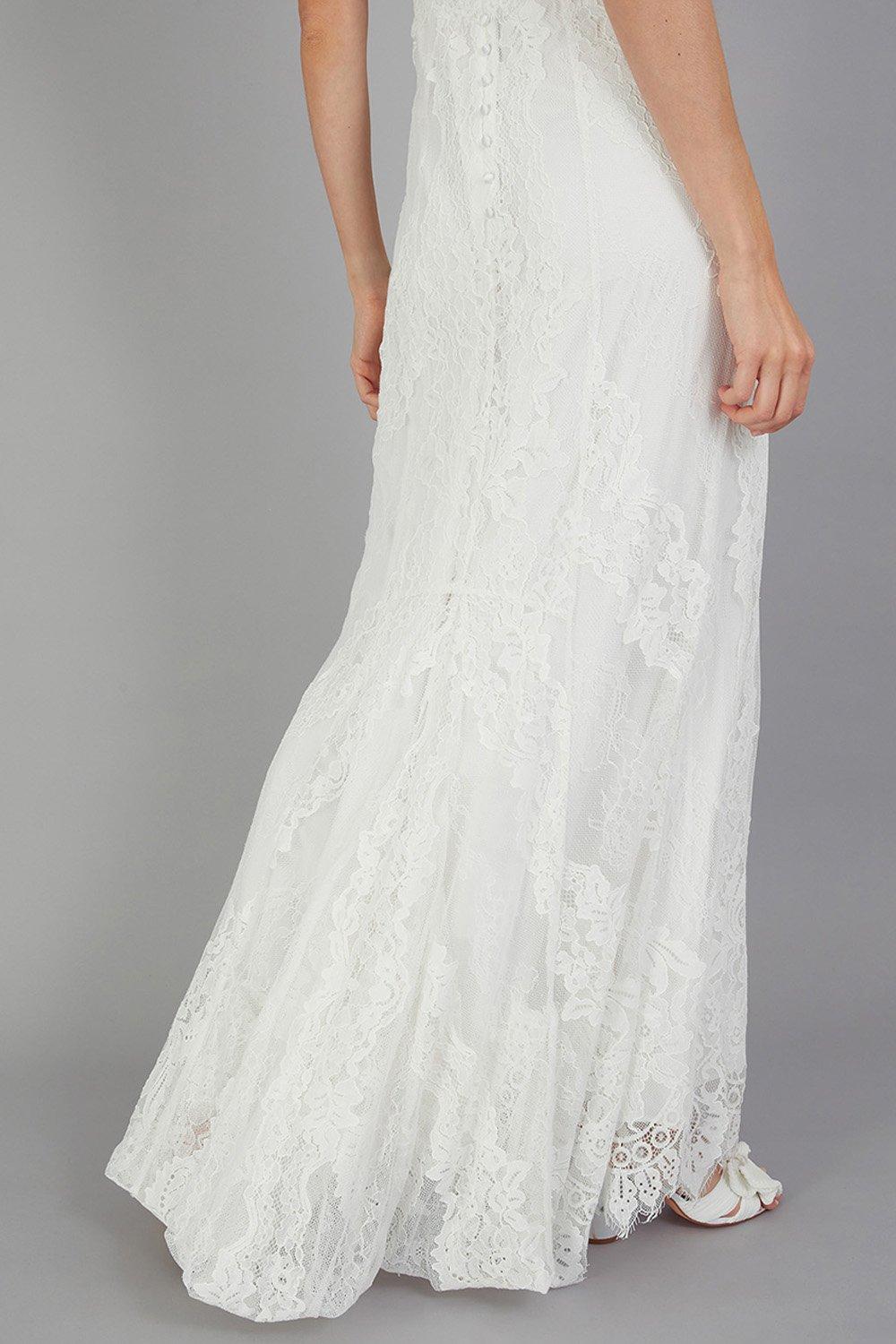 Elizabeth Chantilly Lace Bridal Maxi Dress Ivory