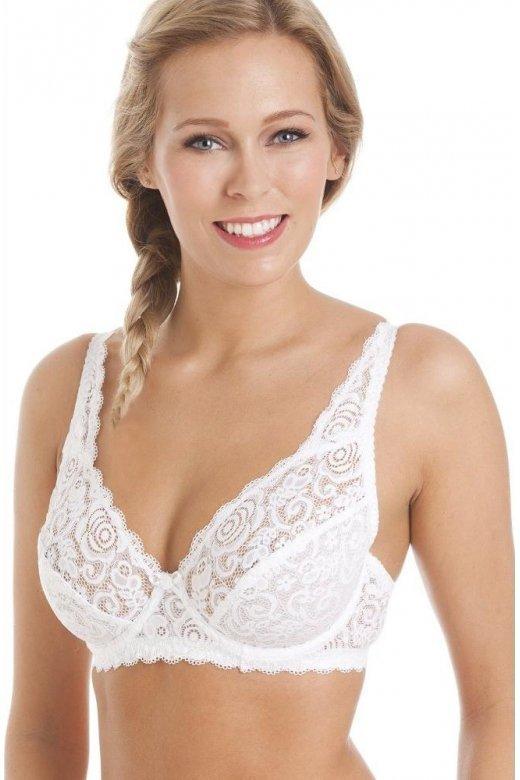Camille Womens Underwired Floral Lace Cup Bra Ivory, Black or White