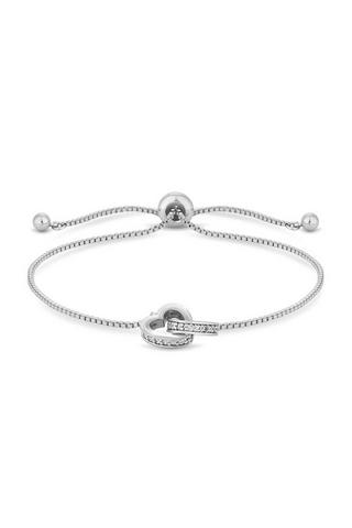 Snake chain sterling silver star toggle bracelet with clear cubic zirconia