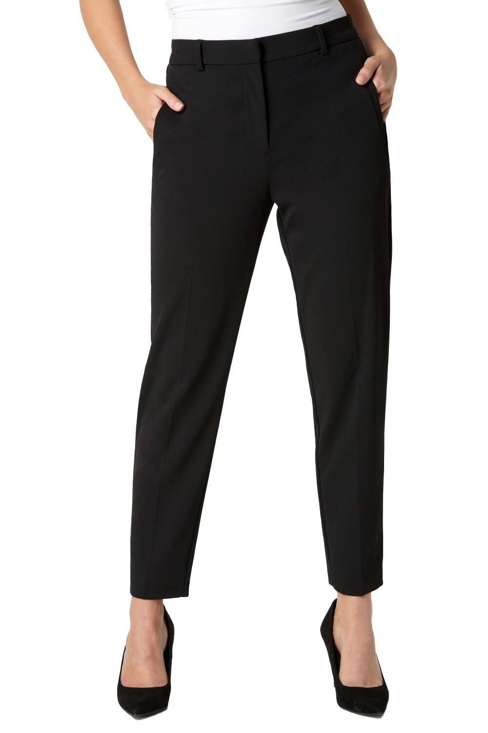 Roman Pleated Detail Solid Trousers Black – Wardrobe Fashion KW