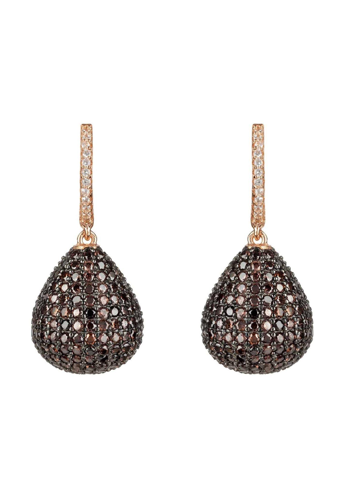 Jewellery | Valerie Pear Drop Gemstone Earring Rosegold Chocolate Cz ...