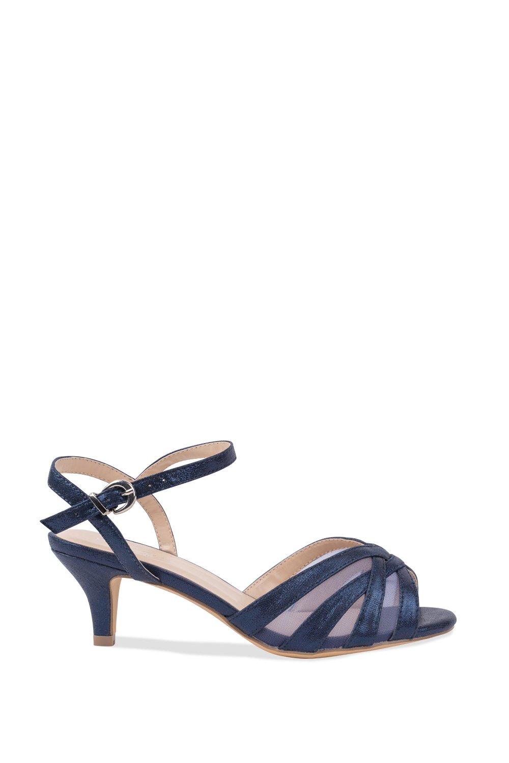 Navy blue kitten outlet heel sandals