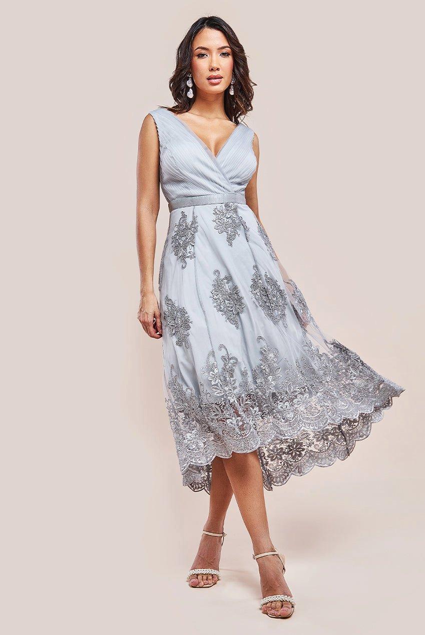 Oasis satin bodice hot sale lace midi dress