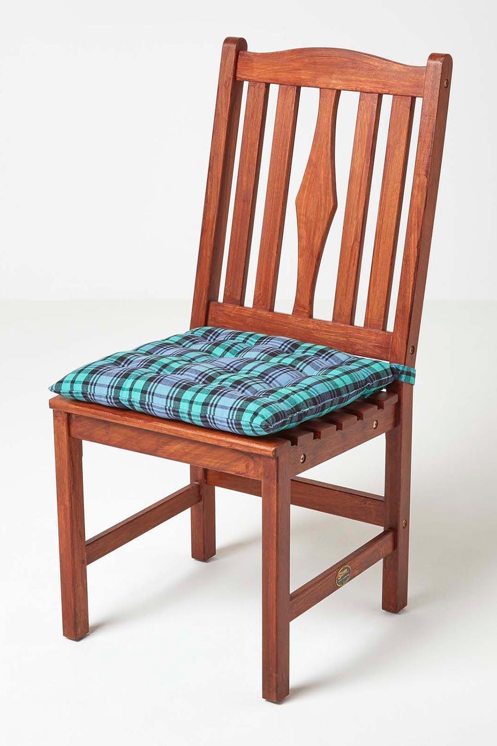 Soft Furnishings Blackwatch Tartan Seat Pad with Button Straps