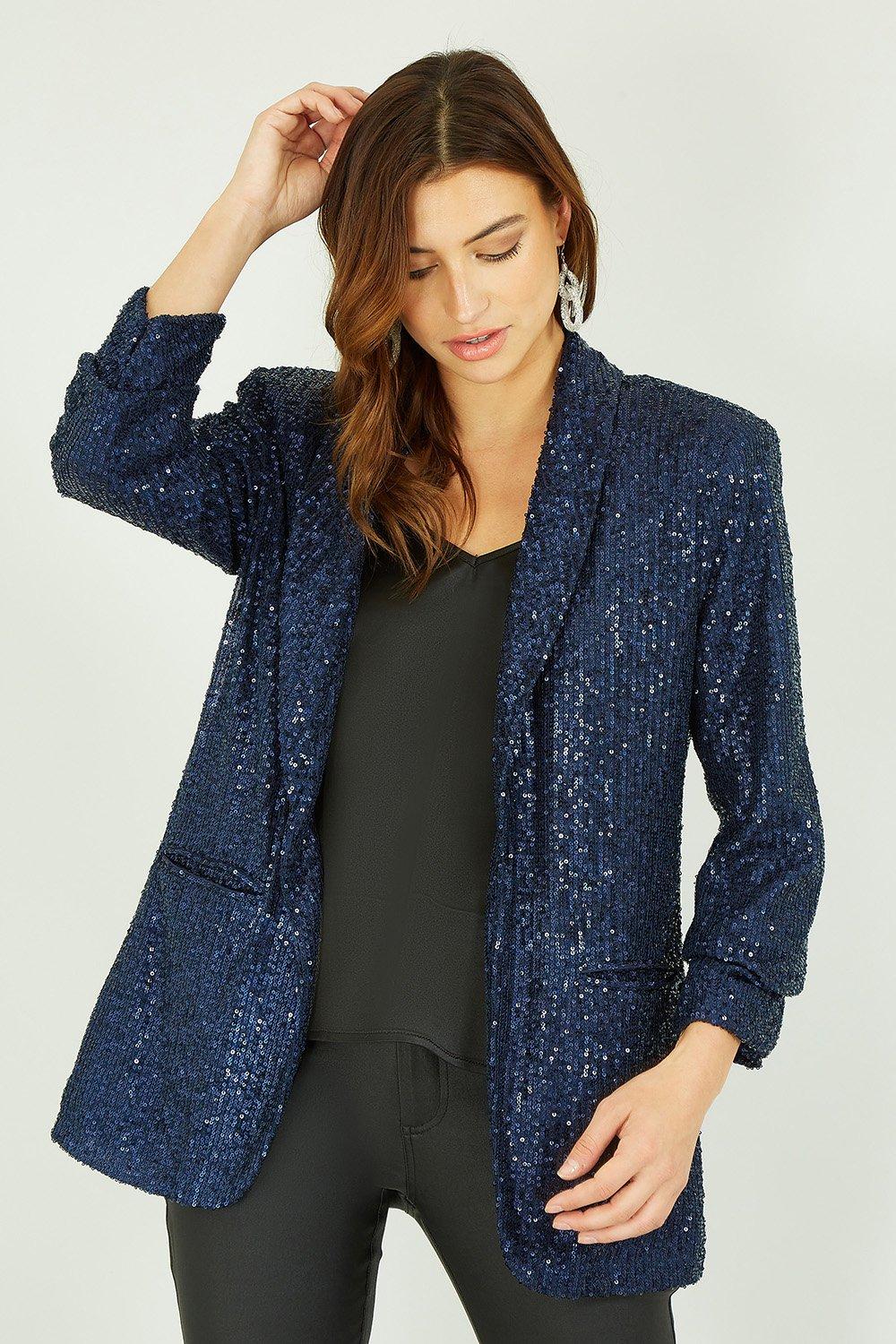 Blue sequin jacket discount womens