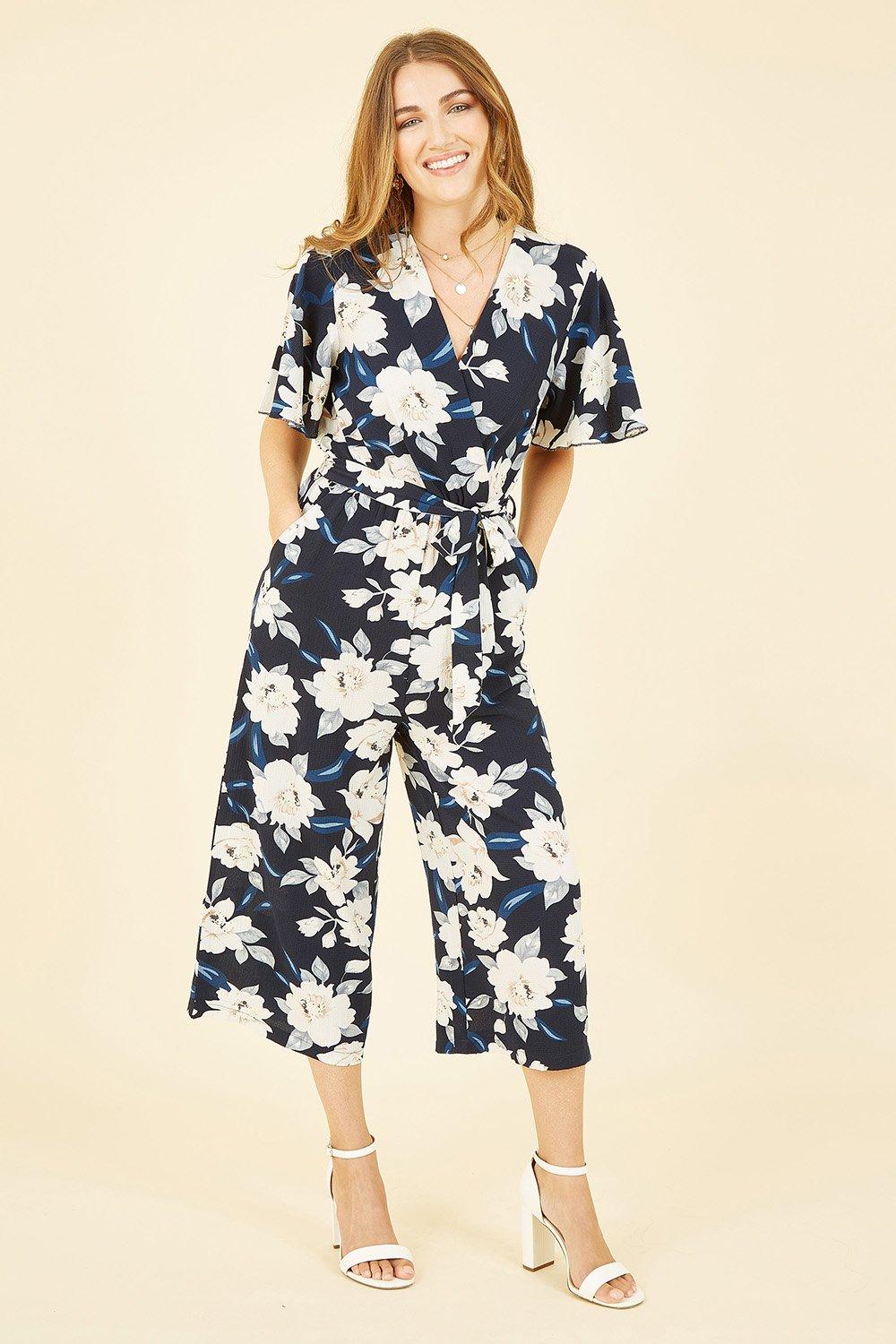 Navy best sale floral jumpsuit