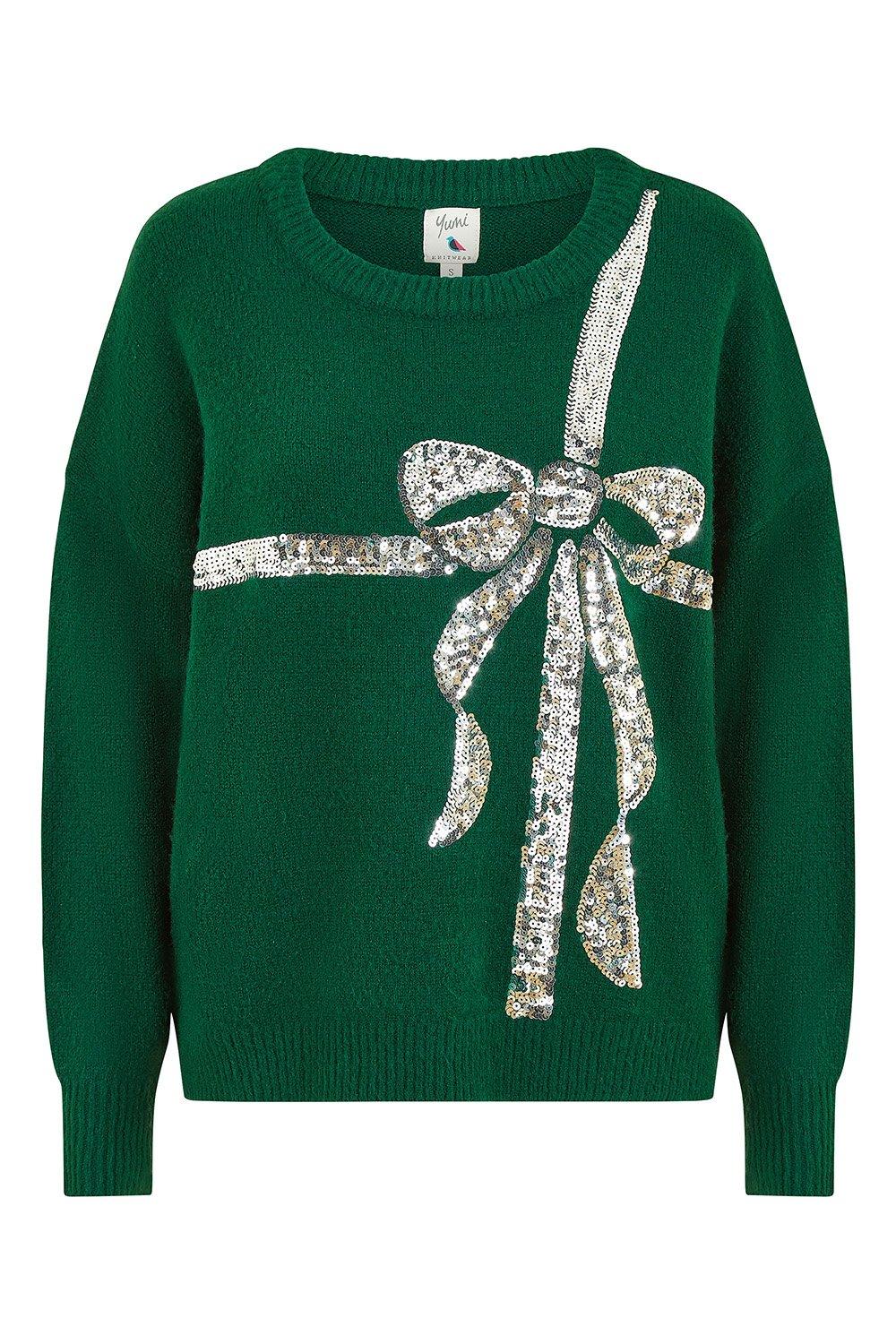 Christmas jumper with sequin on sale bow