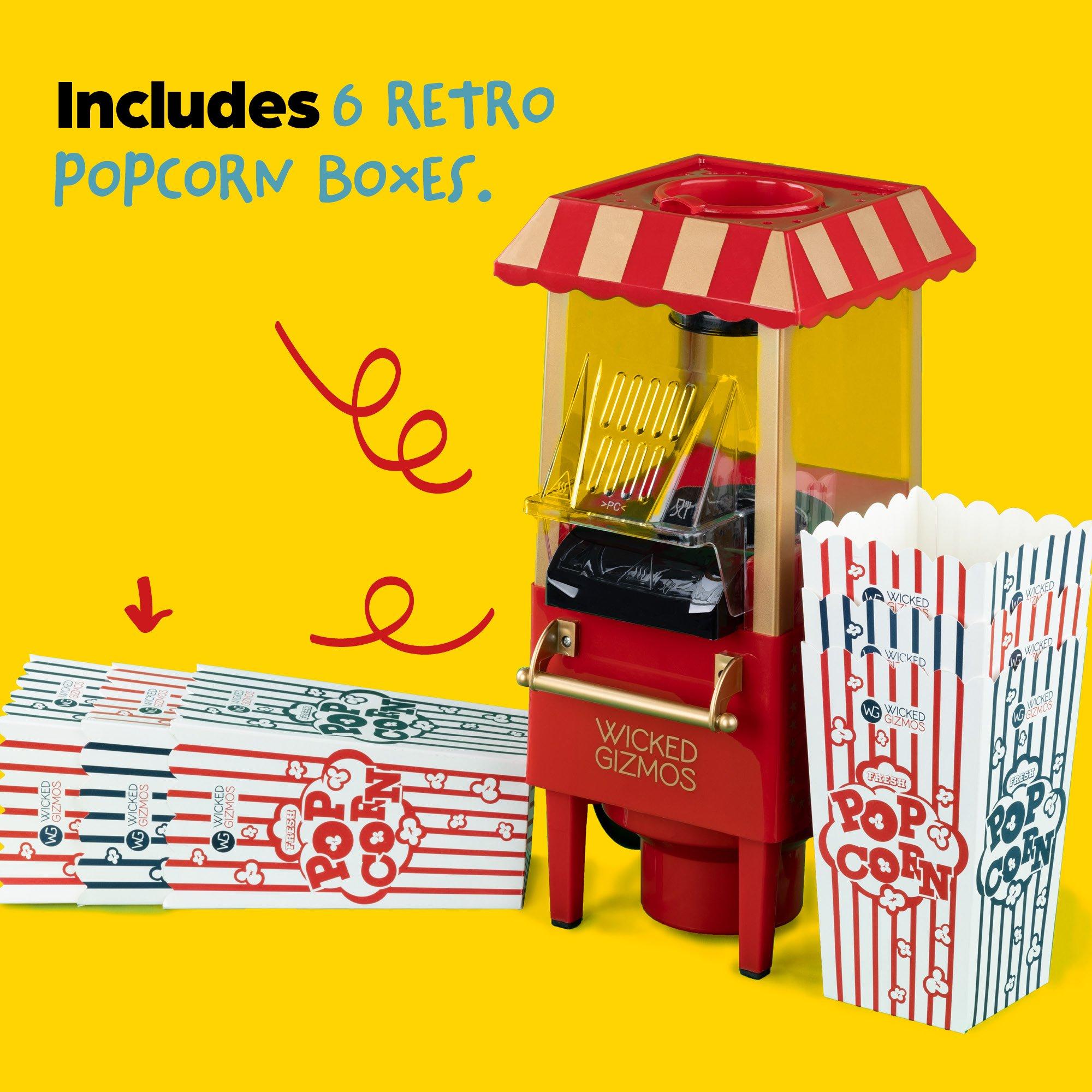 WICKED GIZMOS Fat-Free Retro 30s Style Popcorn Maker - Home-Made Healthy &  Oil Free Snacks for Kids & Movie Nights - 6 Bonus Boxes