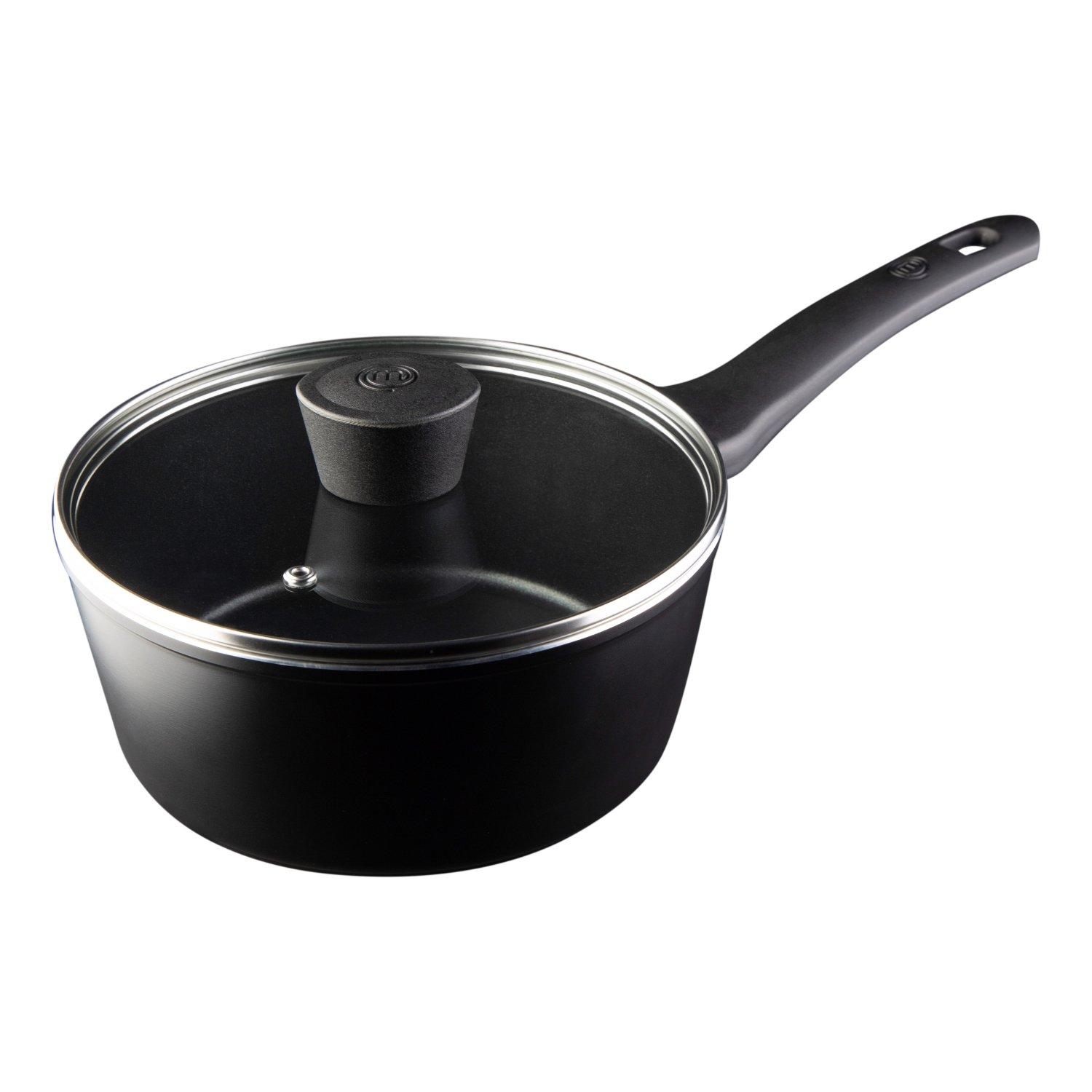 Non-Stick Sauce Pan With Lid 18cm Black