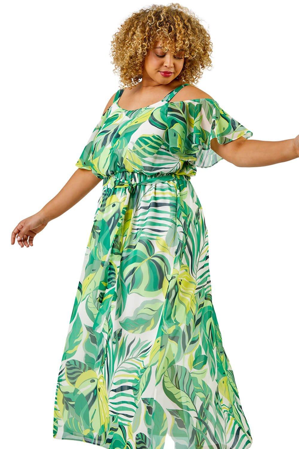 Off the shoulder cheap tropical maxi dress