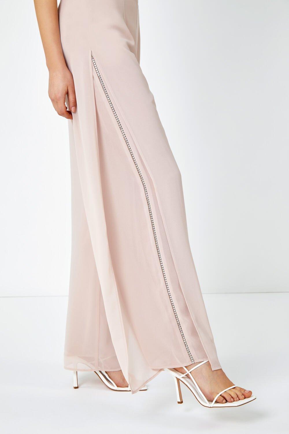 Trousers, Diamante Side Split Chiffon Trousers