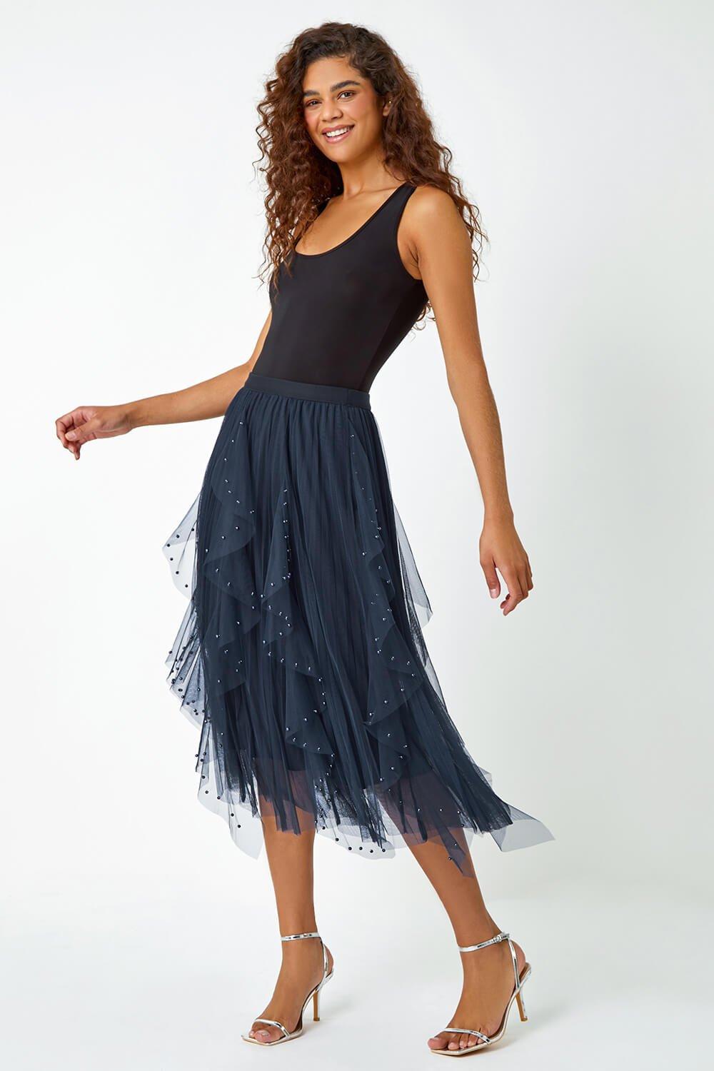 Buy Roman Elasticated Pearl Mesh Layered Skirt from the Laura Ashley online  shop