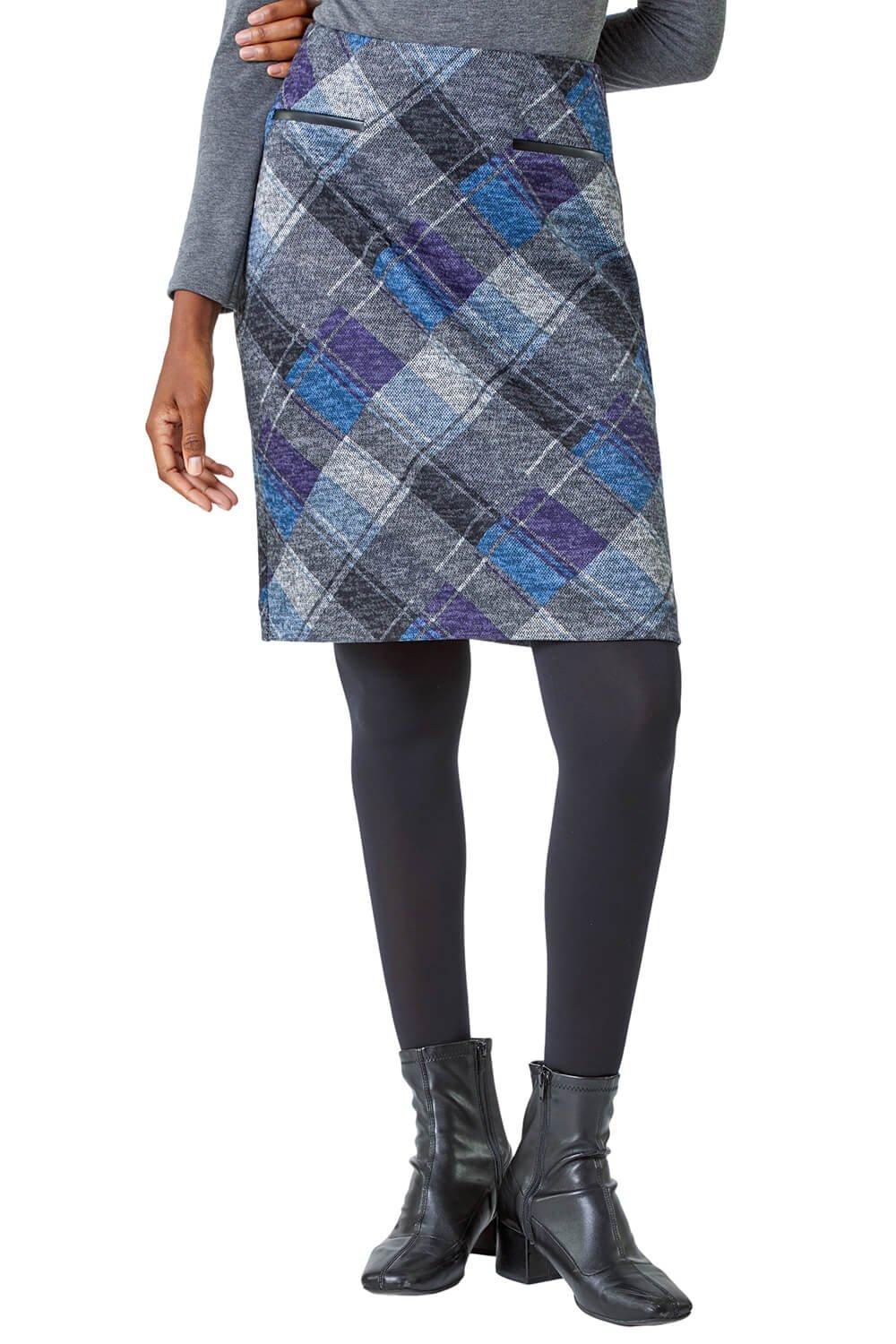 Royal blue clearance plaid pencil skirt