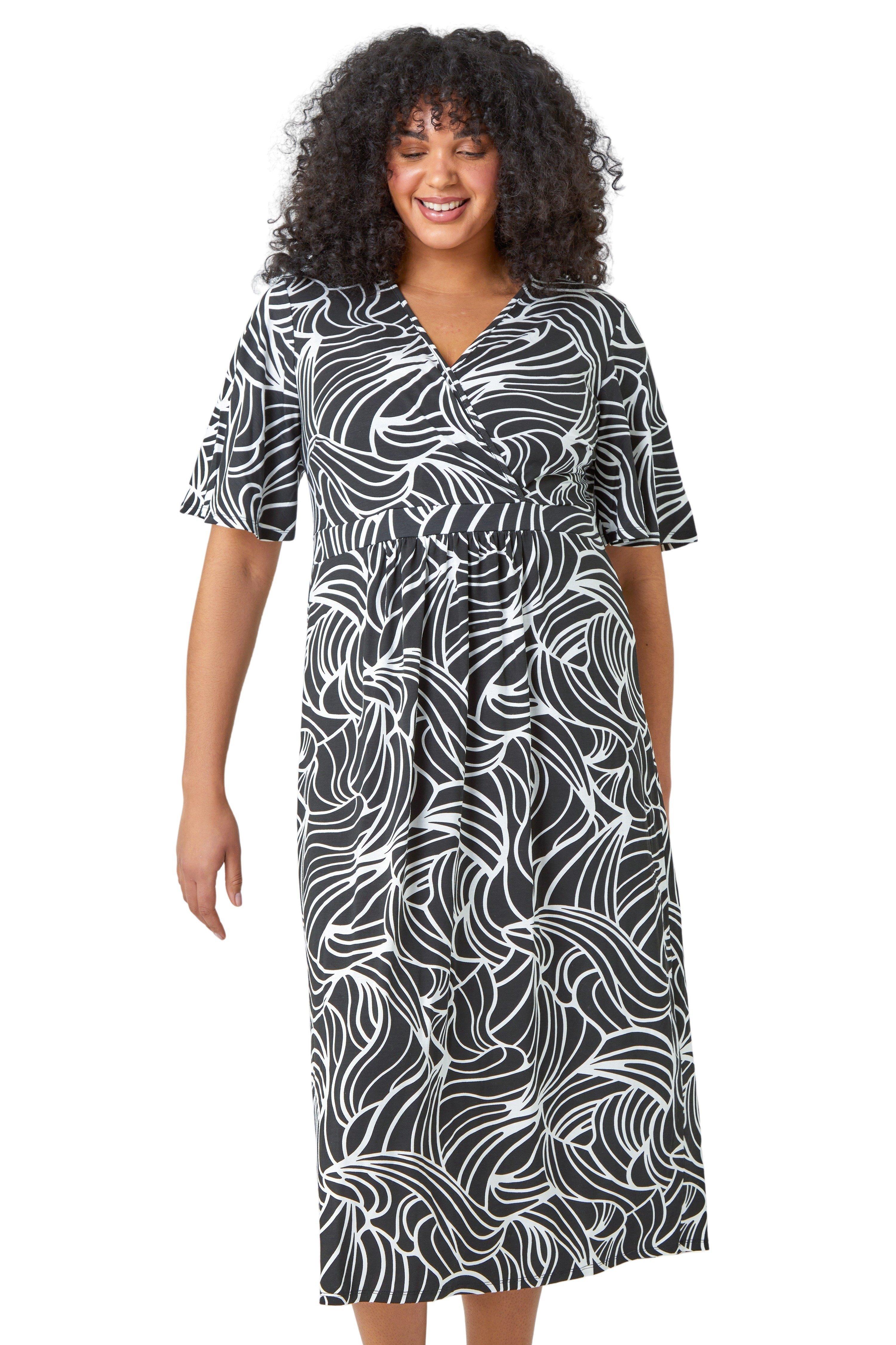 Plus size sales striped wrap dress