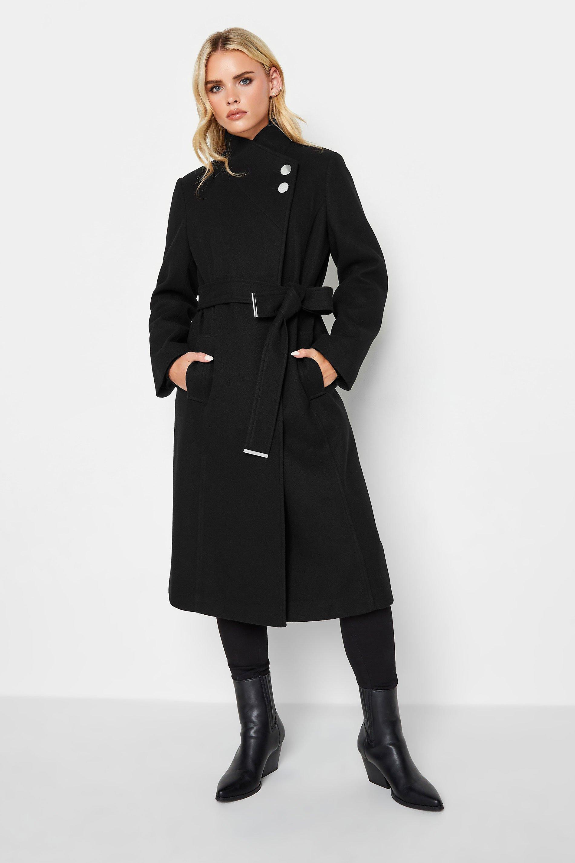 Petite belted wrap outlet coat