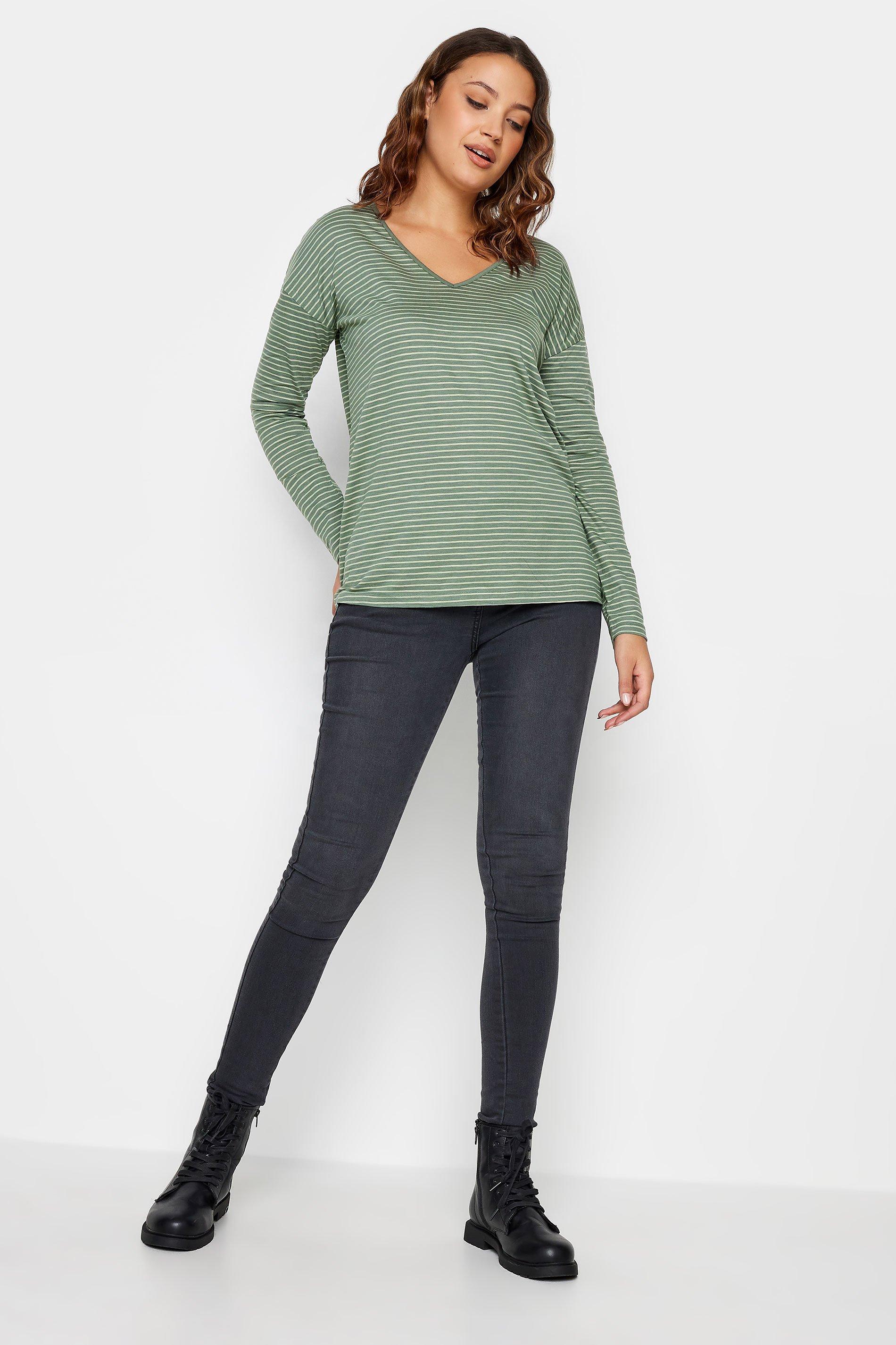 Tops, Tall Stripe V-Neck Cotton T-Shirt