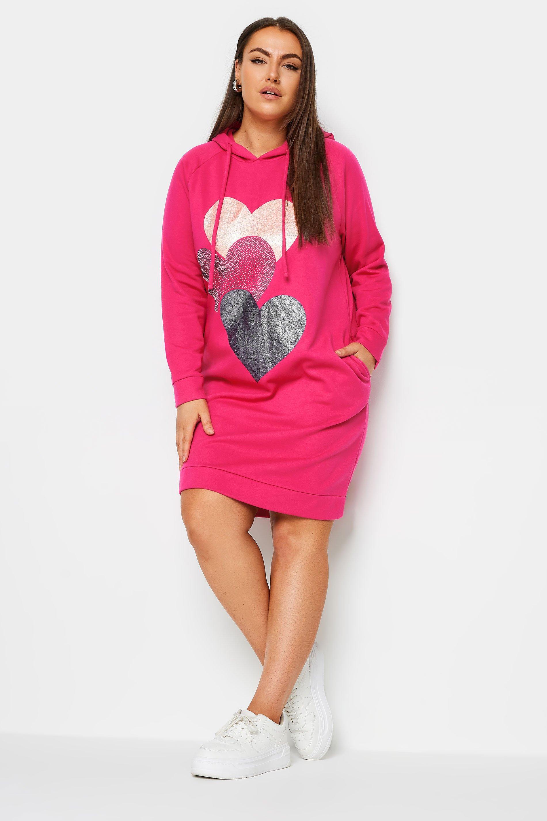 Dresses | Heart Print Hoodie Dress | Yours