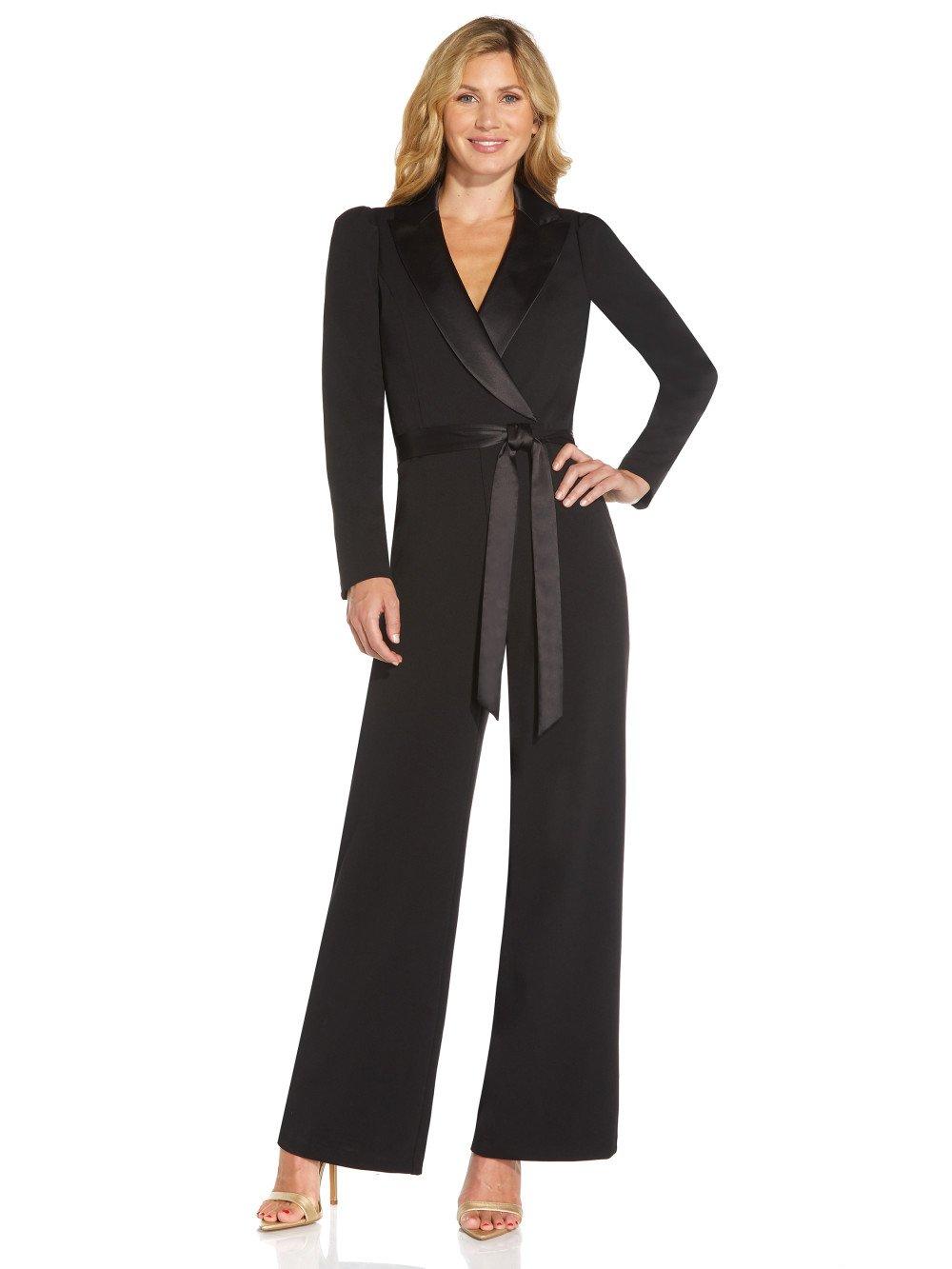 Jumpsuits Knit Crepe Tuxedo Jumpsuit Adrianna Papell