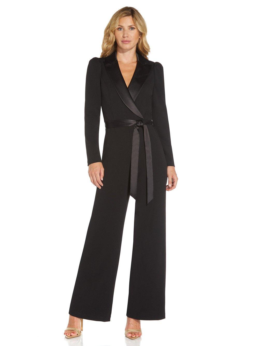 Jumpsuits Knit Crepe Tuxedo Jumpsuit Adrianna Papell