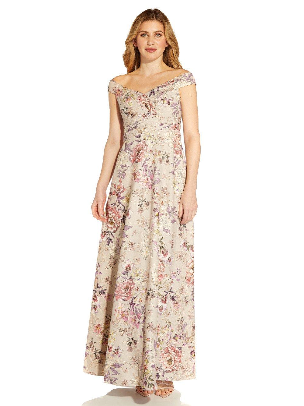 Dresses Off Shoulder Jacquard Ballgown Adrianna Papell