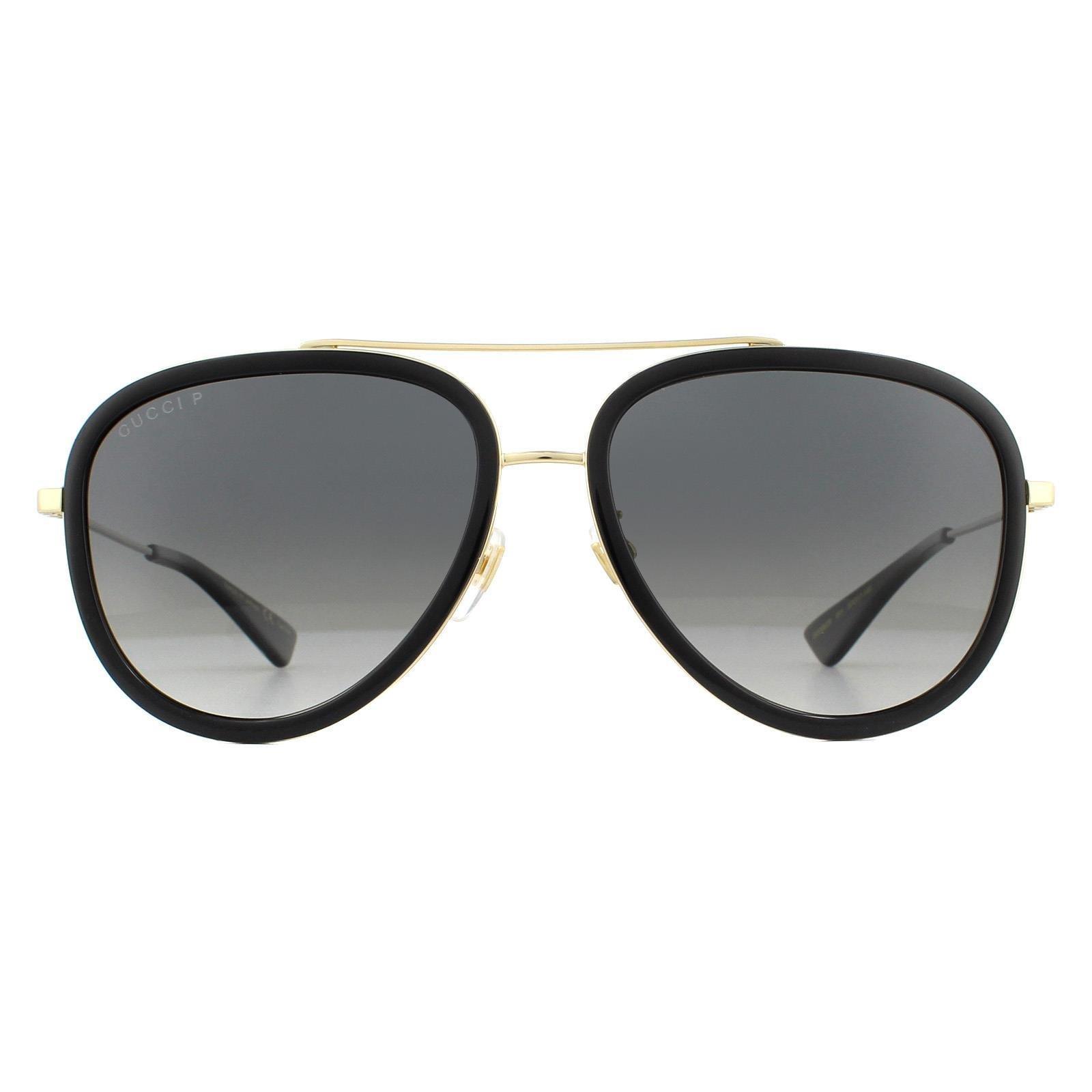 Gucci black and gold aviator outlet sunglasses