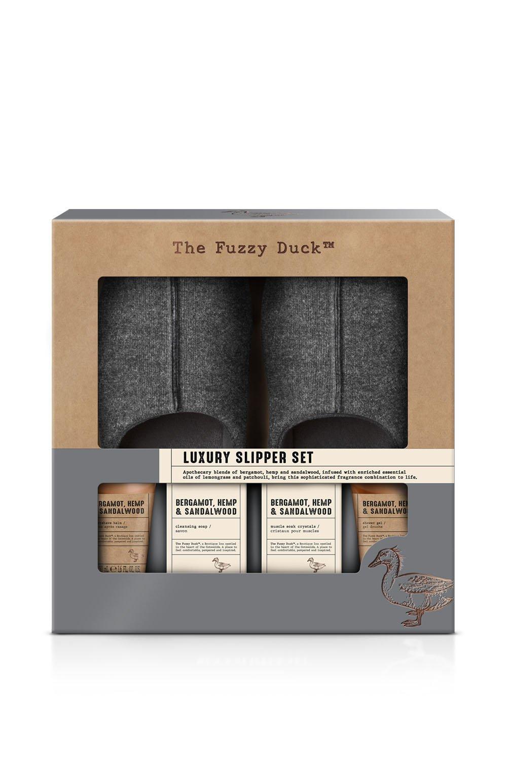 The Fuzzy Duck Bergamot Hemp Sandalwood Men s Luxury Slipper Gift Set